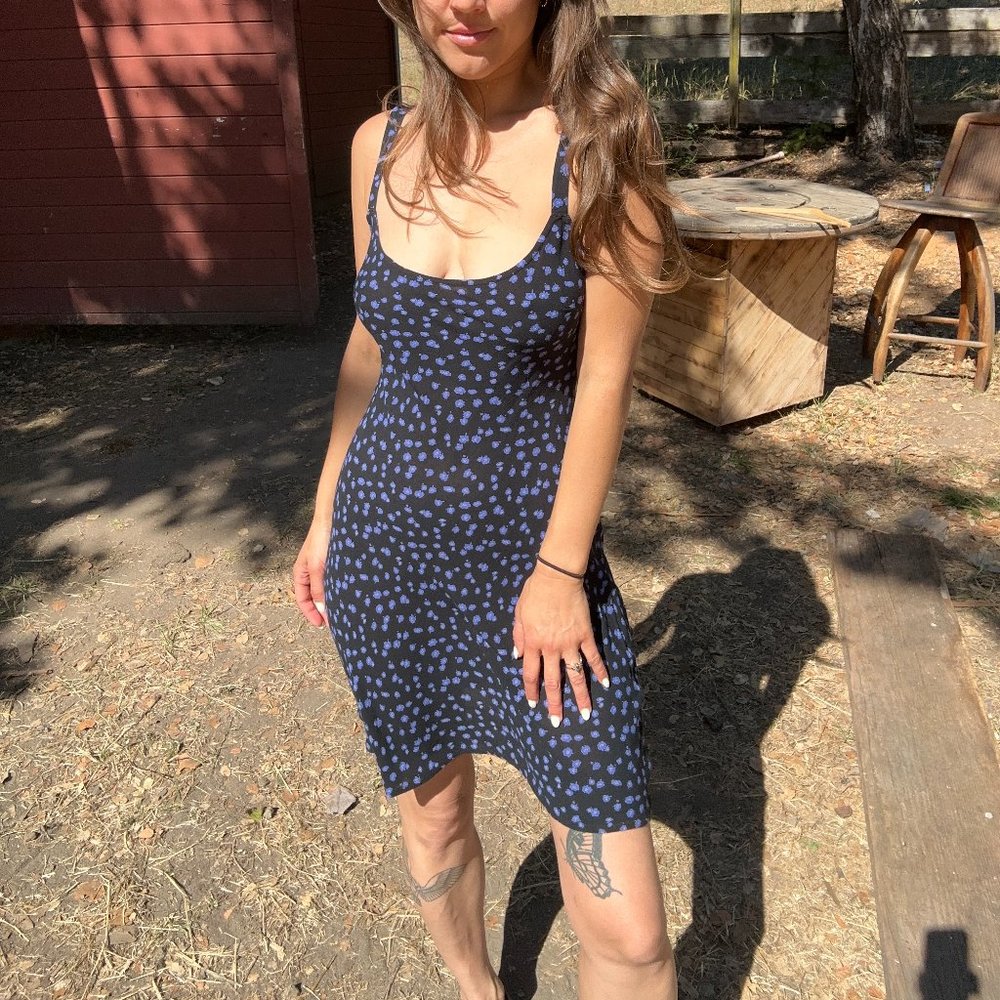 Thrills Small Blue Floral day Dress